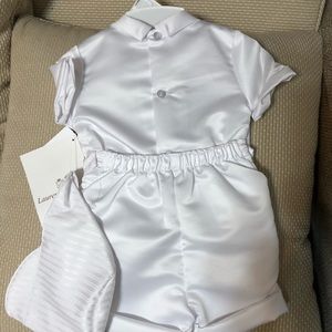 Toddler boy christening short set.